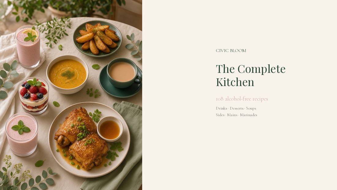 A warm spread of home-cooked meals and fresh botanicals